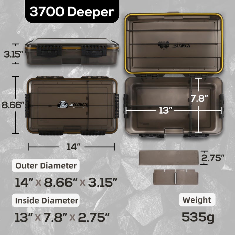 RUNCL Fishing Tackle Box, Waterproof Tray for Jigs Lures, Thicker Floating Tackle Utility Box with Adjustable Dividers, 3600/3700/Large 3700 Size - Image 5